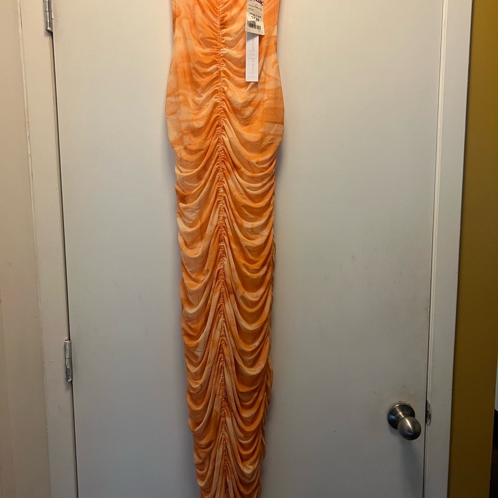 House of Harlow 1960 Orange Bodycon Maxi - Picture 3 of 3